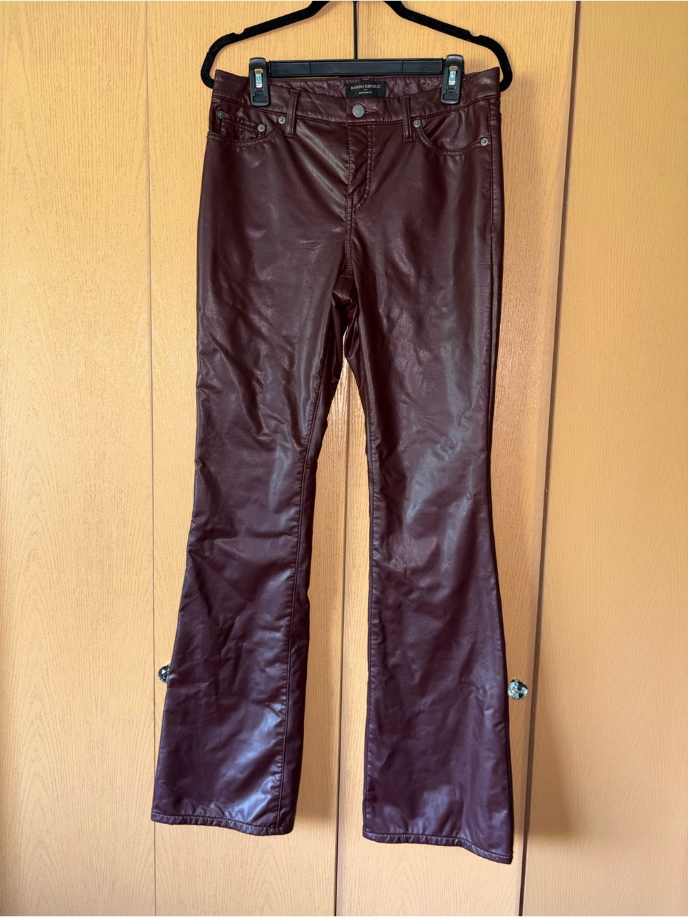 Banana Republic Women's Faux Leather Flare Jeans - Burgundy
